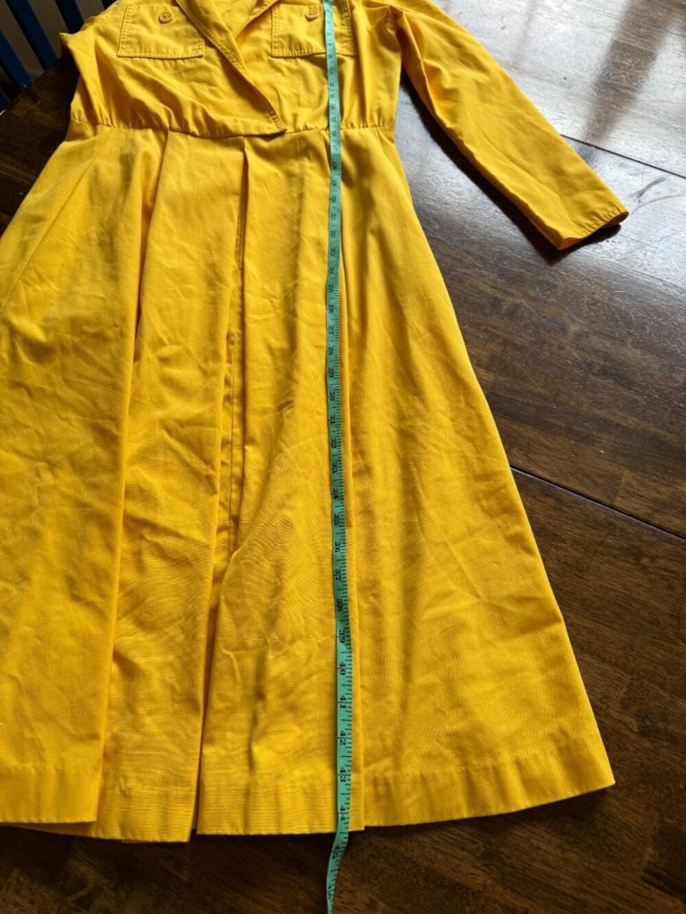 Vintage Caron Retro 70's Yellow Midi Length Long Sleeve Shirt Dress Size Small - Picture 13 of 13